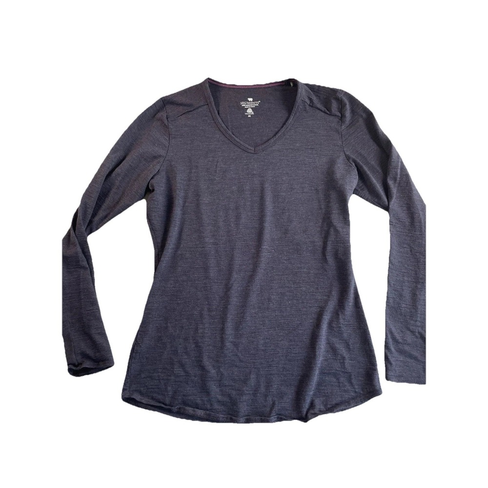 Segments 100% Pure Wool Merino Size Medium V-neck Long Sleeve Dark Base Layer